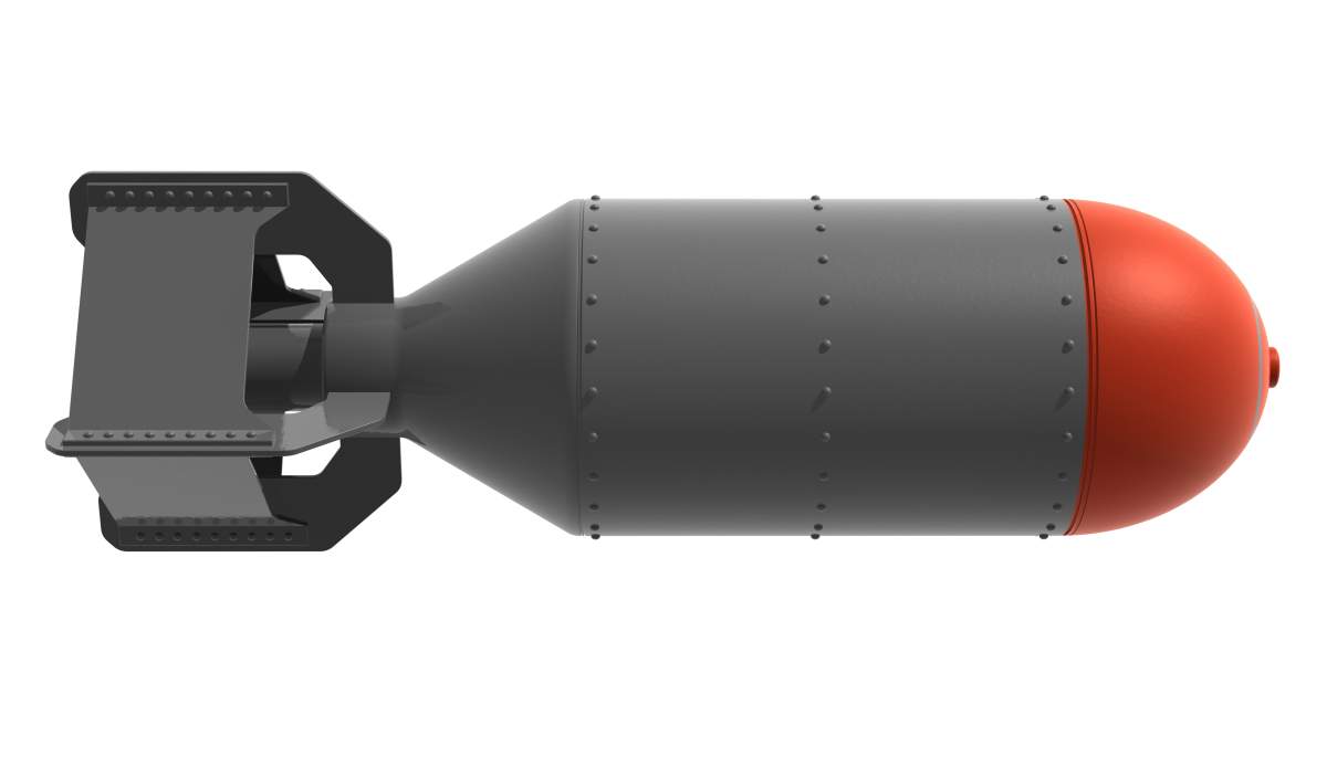 World war two style bomb on a white background.