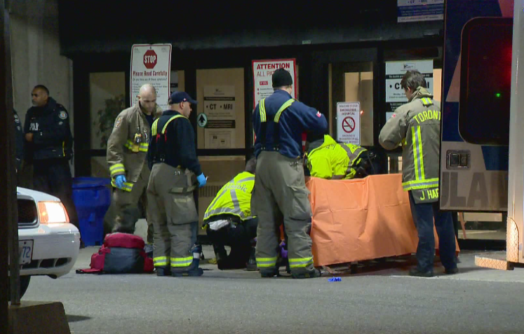 First responders attending to the scene where a man was found suffering serious injuries after reports of a stabbing.