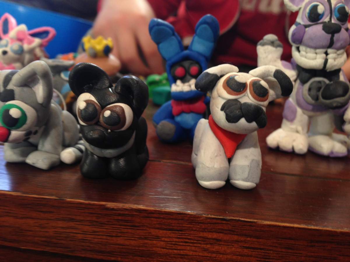 Now he’s creating little works of art, like a clay replica of his own cat Scrappy.