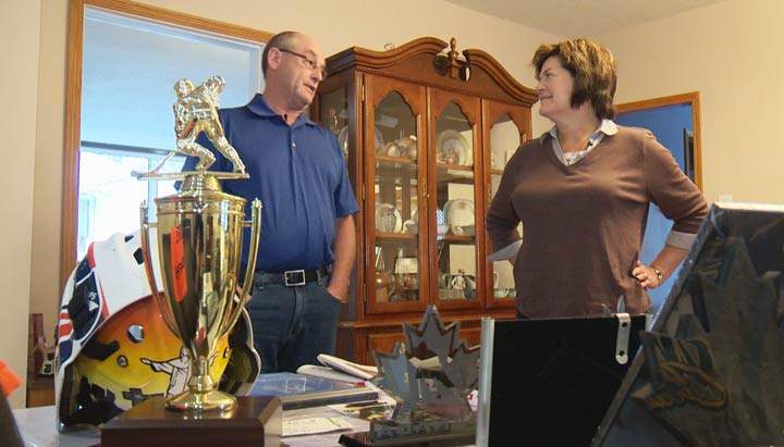 Connor Ingram’s parents, Brent and Joni, show off a collection of memorabilia showcasing the goalie’s hockey career.