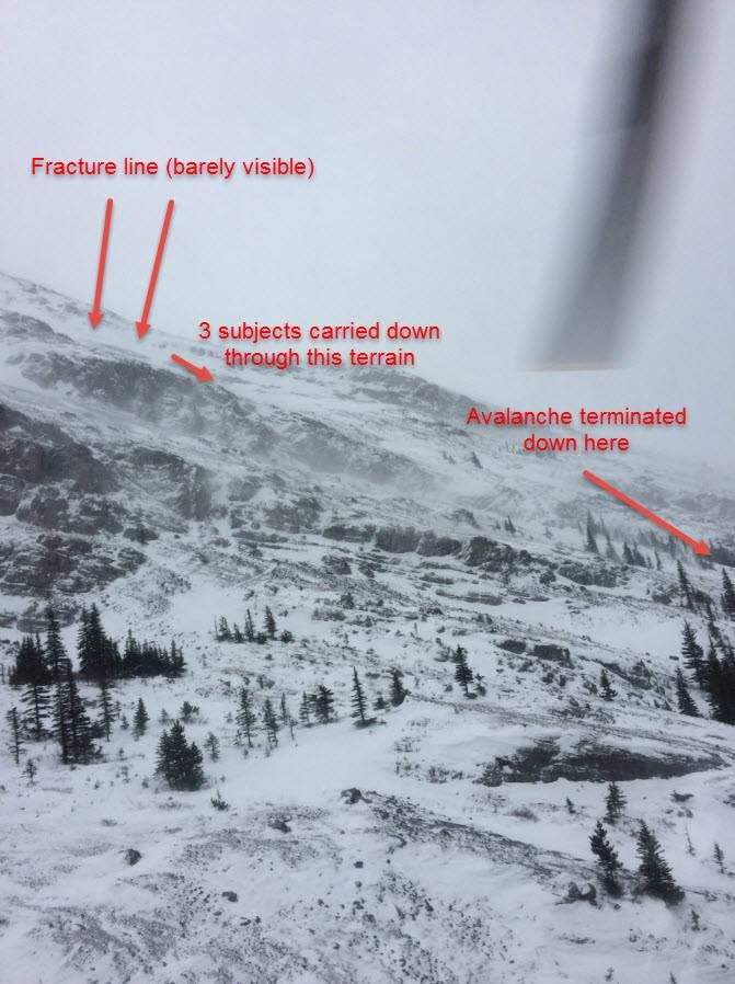 Scramblers rescued after triggering avalanche in Kananaskis Country - image