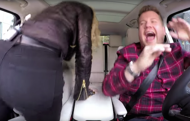 In a preview for the upcoming “Late Late Show” segment, Madonna decides it’s time to strike a pose and starts twerking.