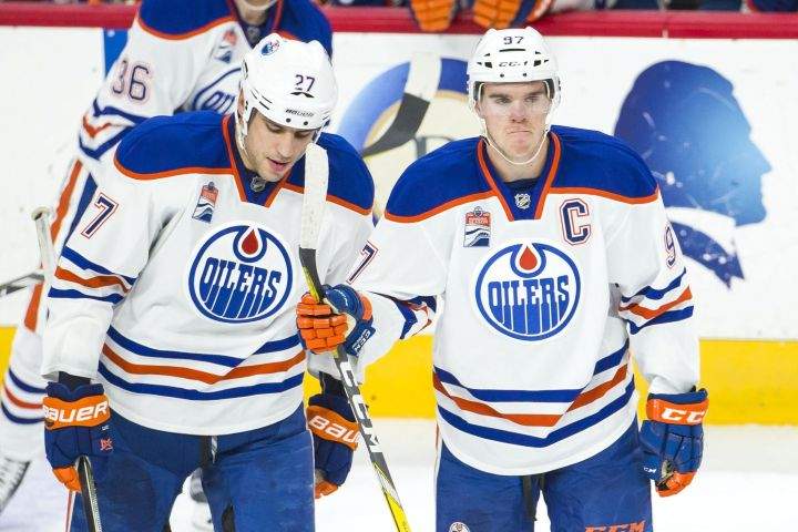 Edmonton Oilers centre Connor McDavid (97) takes the ice with left wing Milan Lucic (27) beside him during the NHL game between the Edmonton Oilers and Philadelphia Flyers at Well Fargo Center in Philadelphia, Pennsylvania. The Philadelphia Flyers won 6-5. Christopher SzagolaCal Sport Media
NHL Oilers vs Flyers, USA - 08 Dec 2016.