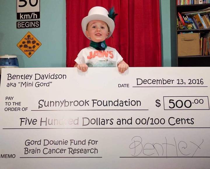 2-year-old ‘Mini Gord Downie’ raises $500 for Sunnybrook Hospital brain cancer research - image
