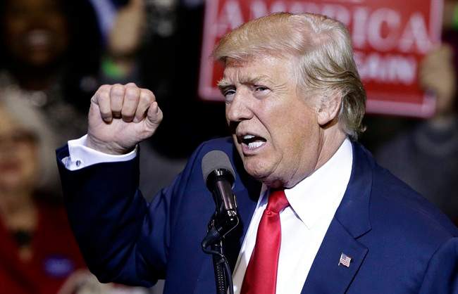 President-elect Donald Trump speaks to supporters during a rally in Fayetteville, N.C., Tuesday, Dec. 6, 2016. (AP Photo/Gerry Broome).