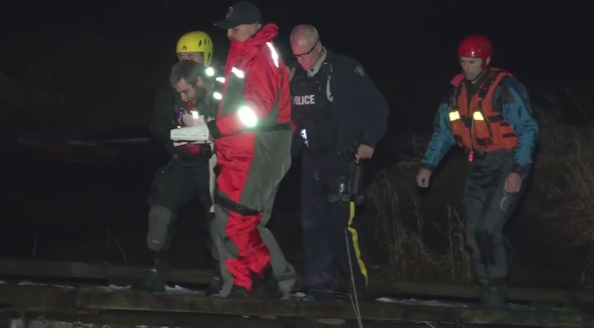 This man fell into the Pitt River and hurt his ribs.