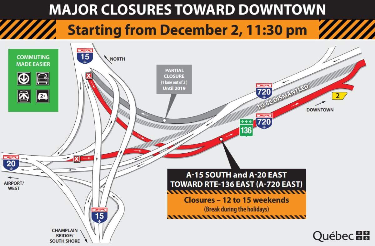 There are major closures on the Turcot Interchange starting Friday, December 2, 2016.