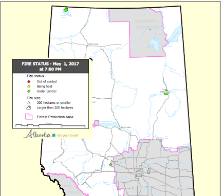 As of May 1, 2017, the Fort McMurray Fire is still considered an “active fire” that is under control in Alberta.