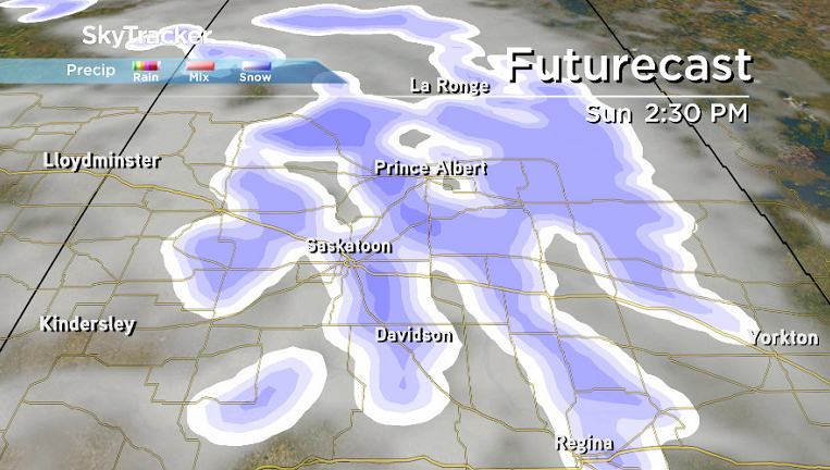 Some snow moves into the area on Sunday.