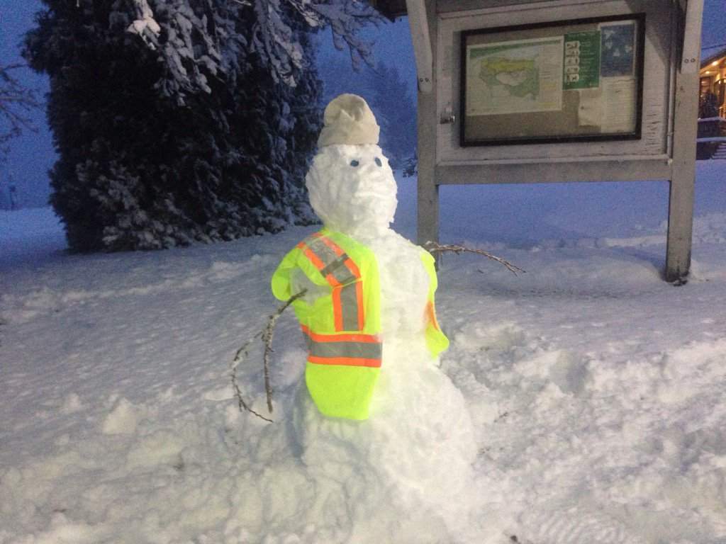 A snowman on Burnaby Mountain.