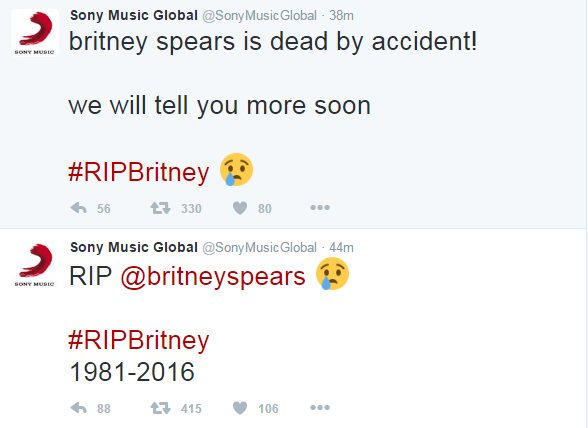 Britney Spears death rumor spread by apparent hackers - image