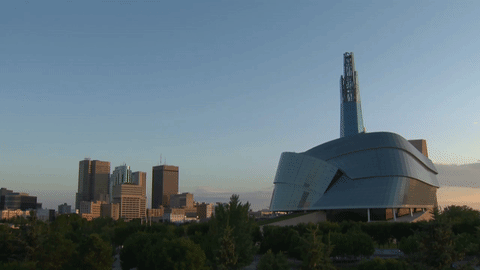 The quick change of the seasons shown at the Canadian Museum for Human Rights.