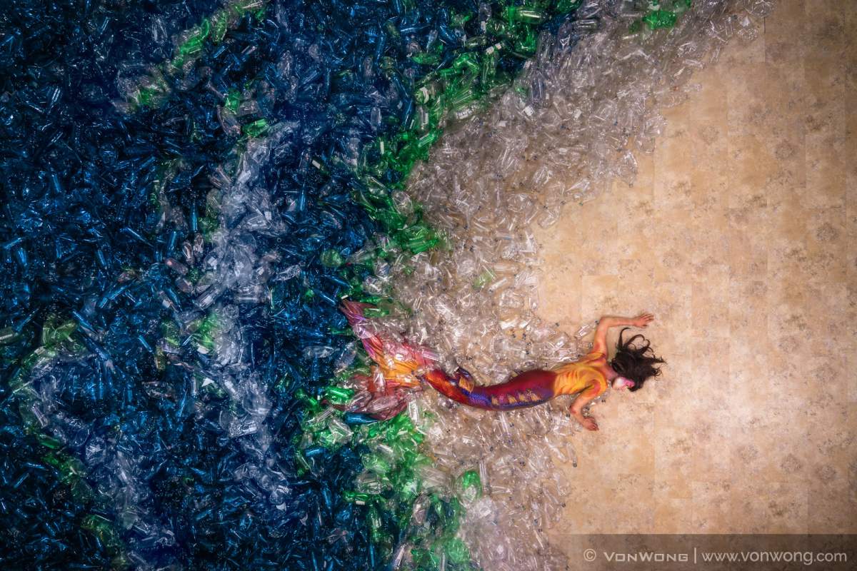 Canadian artist creates mermaid from 10,000 plastic bottles to raise pollution awareness - image