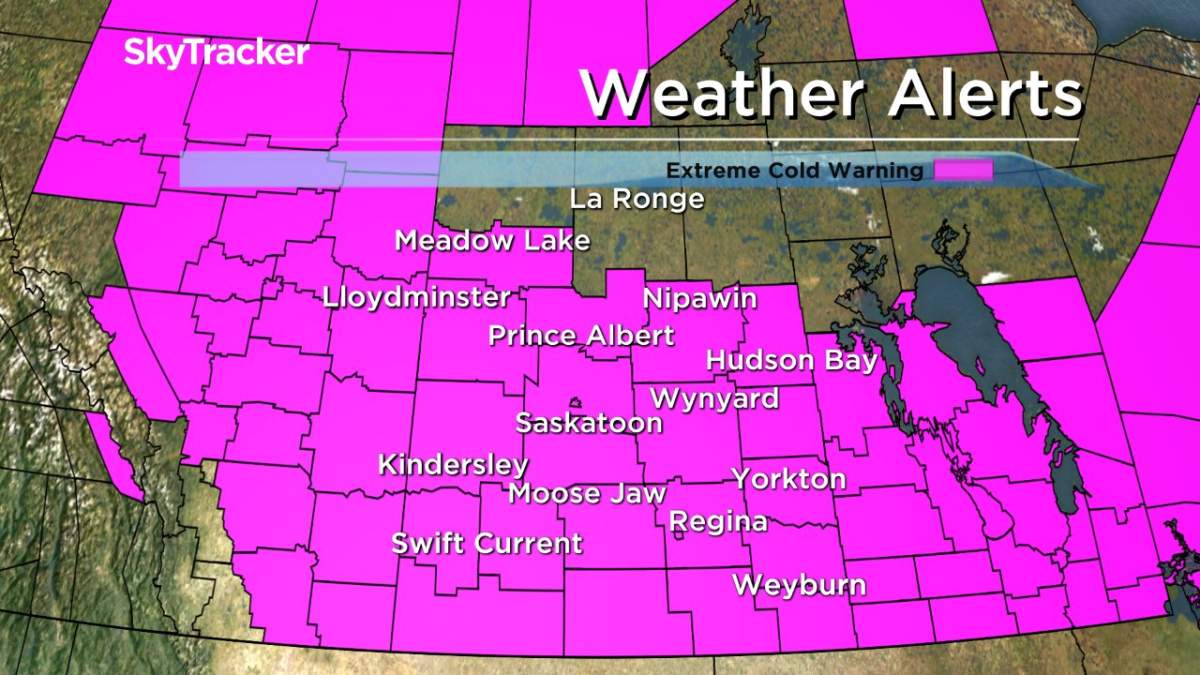 Extreme cold warning in effect for Saskatoon, Regina and most of Saskatchewan on Saturday, December 17, 2016.