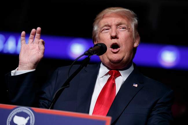 In this Dec. 15, 2016 file photo, President-elect Donald Trump speaks during a rally in Hershey, Pa.