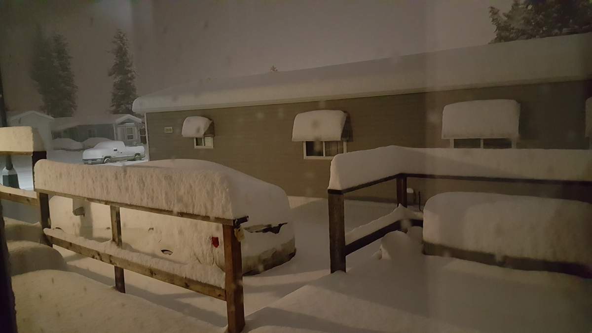 Cranbrook saw about a foot of snow Sunday night. Photo: Yvonne Jackman