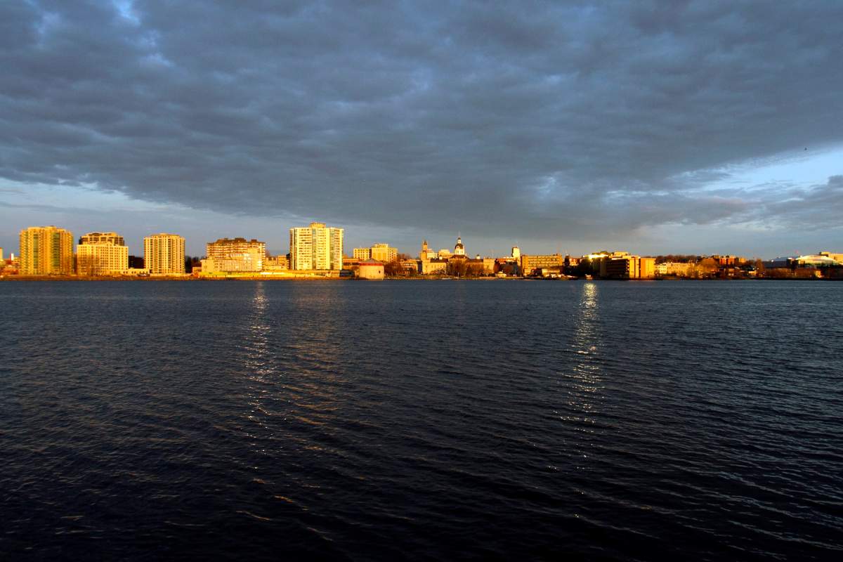 Sun rises over downtown Kingston, Ontario on March 23, 2012.