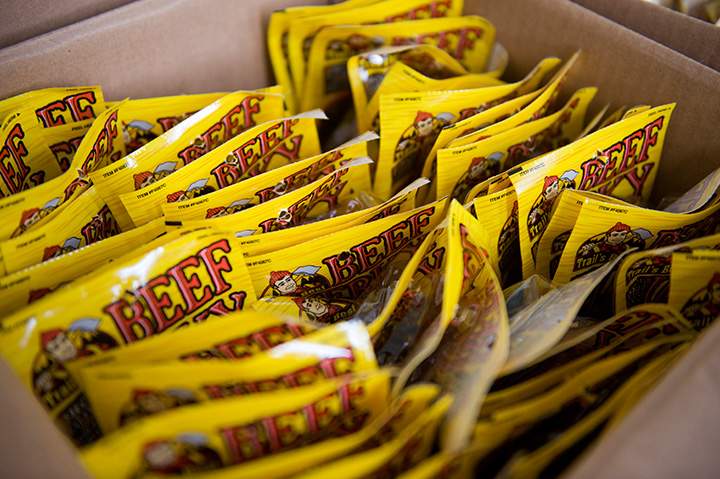 Packages of beef jerky.