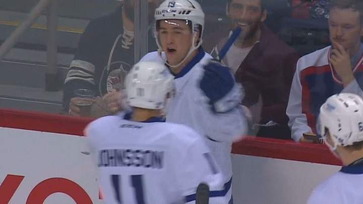 Toronto Marlies forward Brendan Leipsic celebrates his 2nd period goal against the Manitoba Moose on Wednesday.