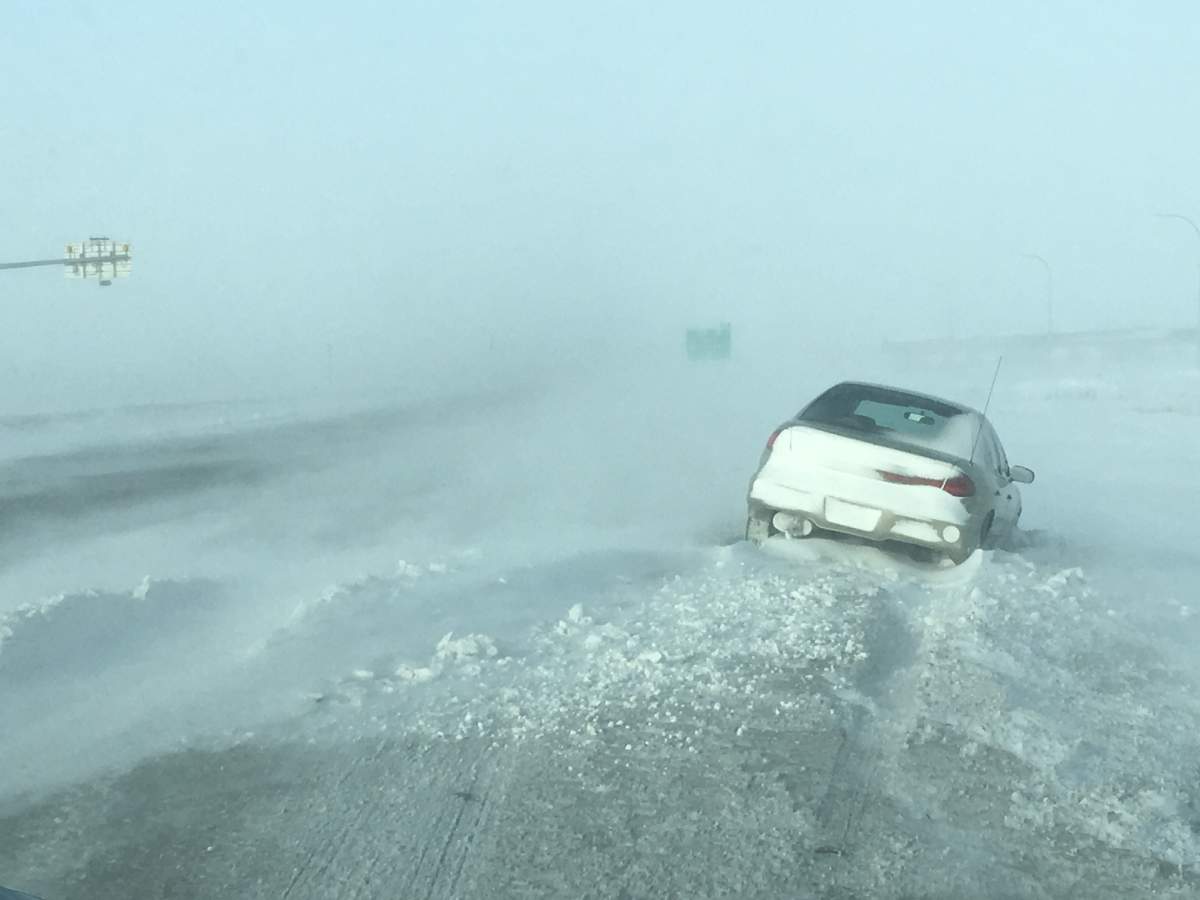 There's a blizzard in southern Manitoba. Where's the road?.