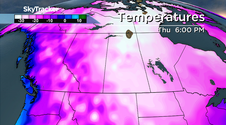 Temperatures stay cool on Thursday with morning lows in the -30s for the 3rd day in a row.