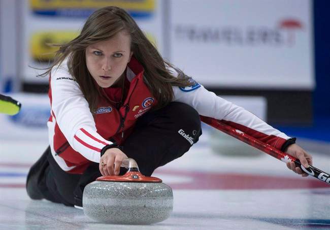 Team Canada skip Rachel Homan makes a shot during the bronze medal game against Saskatchewan at the Scotties Tournament of Hearts in Moose Jaw, Sask. Sunday, Feb. 22, 2015. Top curlers Homan and Jennifer Jones suffered upset losses Wednesday in the opening draw of Day 2 of the Canadian Open Grand Slam of Curling event.