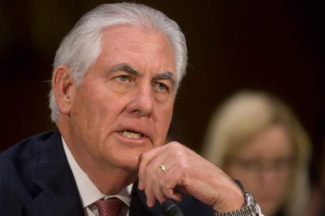 Secretary of State-designate Rex Tillerson testifies on Capitol Hill in Washington, Wednesday, Jan. 11, 2107, at his confirmation hearing before the Senate Foreign Relations Committee.