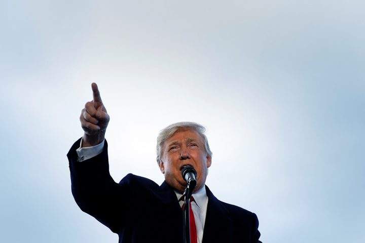 Donald Trump attends a campaign event in Wilmington, Ohio, U.S. November 4,  2016.   