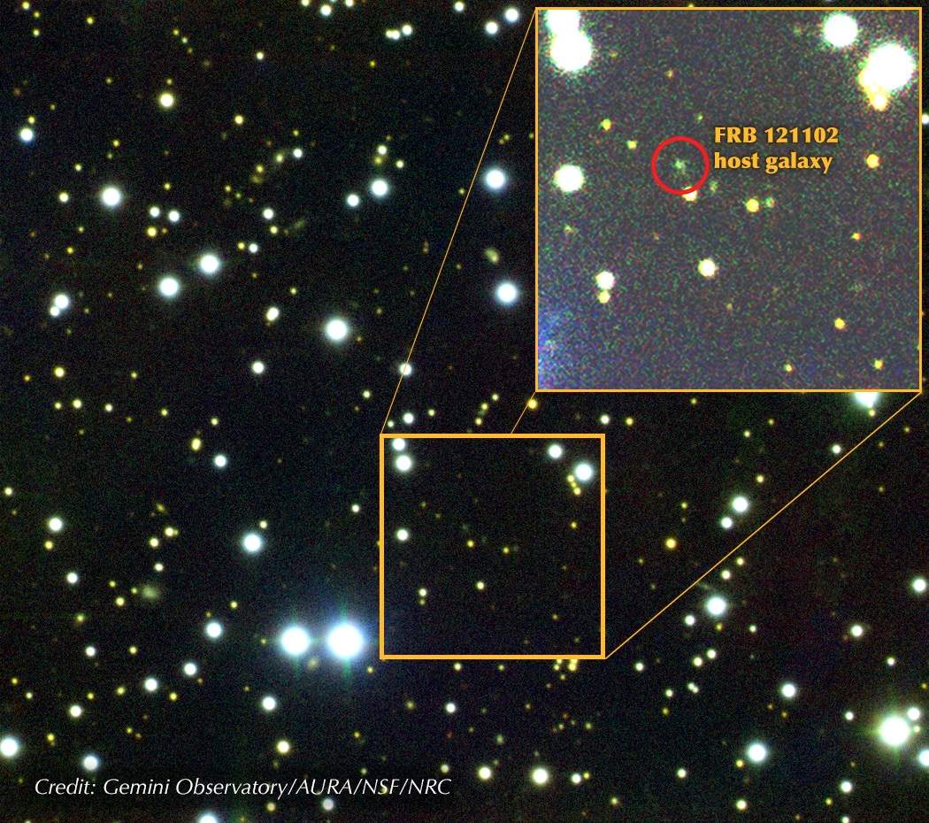 The dwarf galaxy from which the FRB originates.