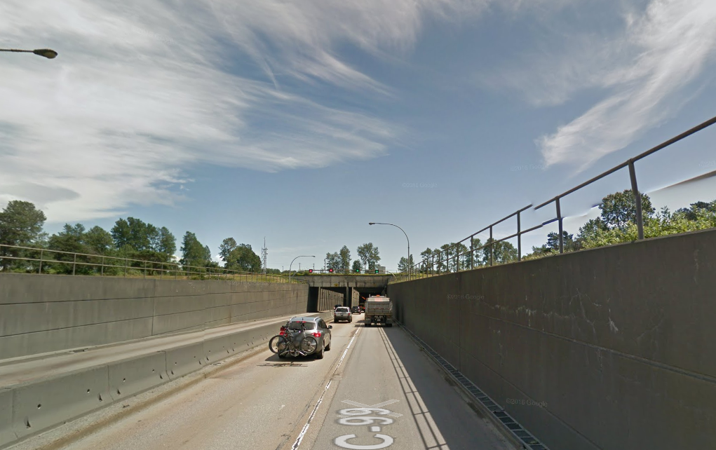 The entrance to the George Massey Tunnel
