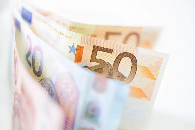 Euro banknotes.