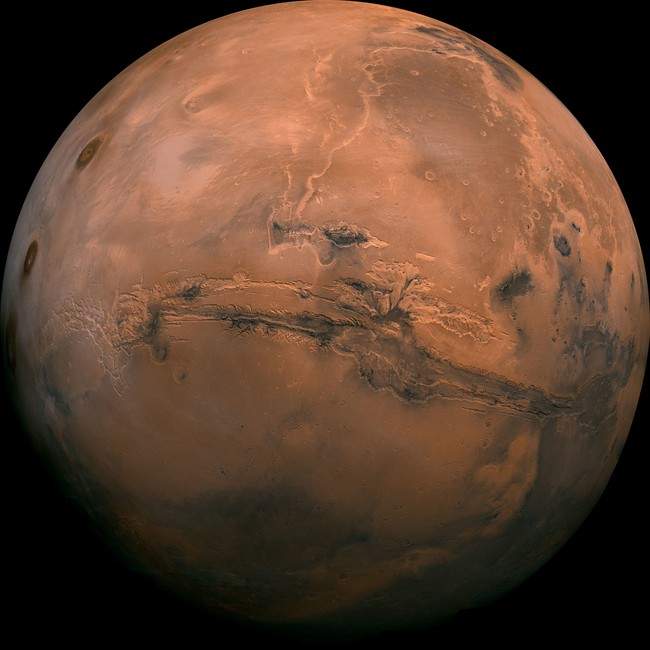 This image provided by NASA shows the planet Mars. 
