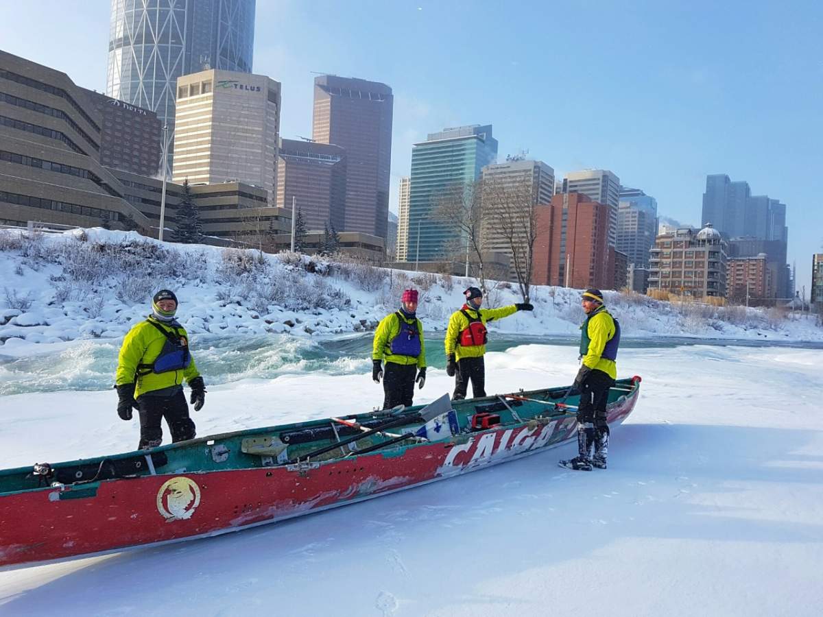 Calgary ice canoe team plunges into training on the Bow River - image
