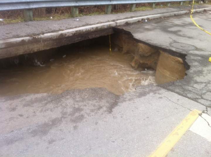 A large sinkhole at Hillborn Avenue and Symes Road on Jan. 24, 2017.