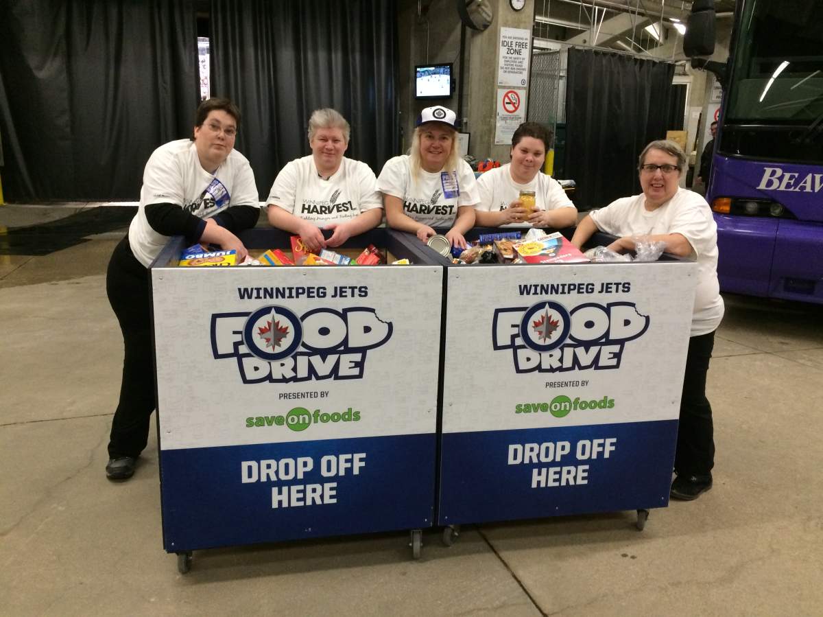 All donations from the first annual Jets food drive go to Winnipeg Harvest.