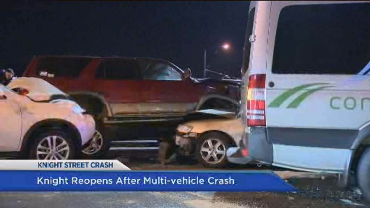 A multi-vehicle crash closed Knight Street on Sunday night.