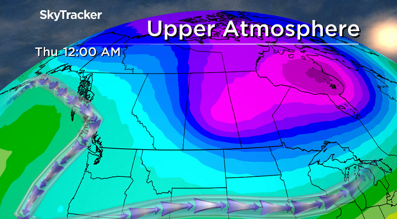 The polar vortex pushes in Wednesday into Thursday, further fuelling the cool down.
