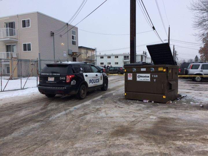 Police investigate a suspicious death in the area of 110 Avenue and 84 Street on Jan. 21, 2017.