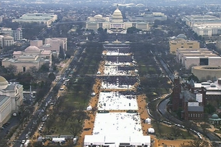 The National Mall in D.C. during the inauguration of President Donald Trump on Jan. 20, 2017.
