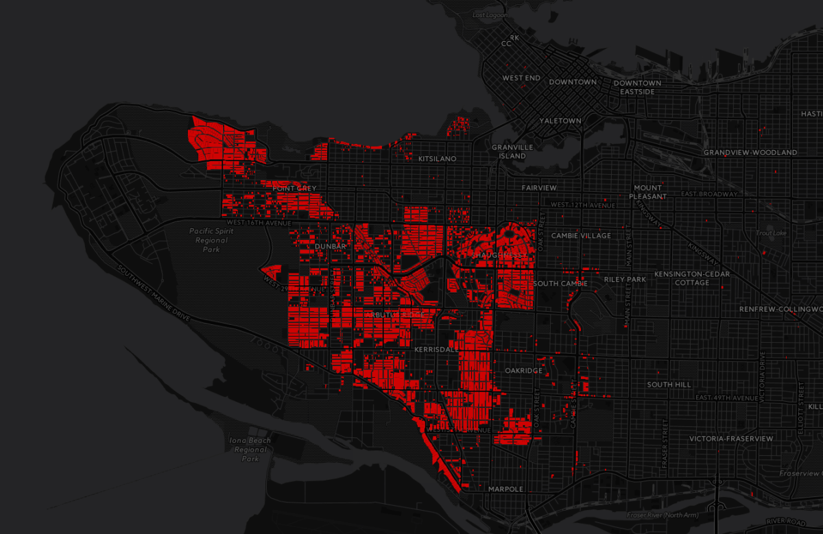 This map shows Vancouver single-family homeowners who made $1 million on their properties last year.