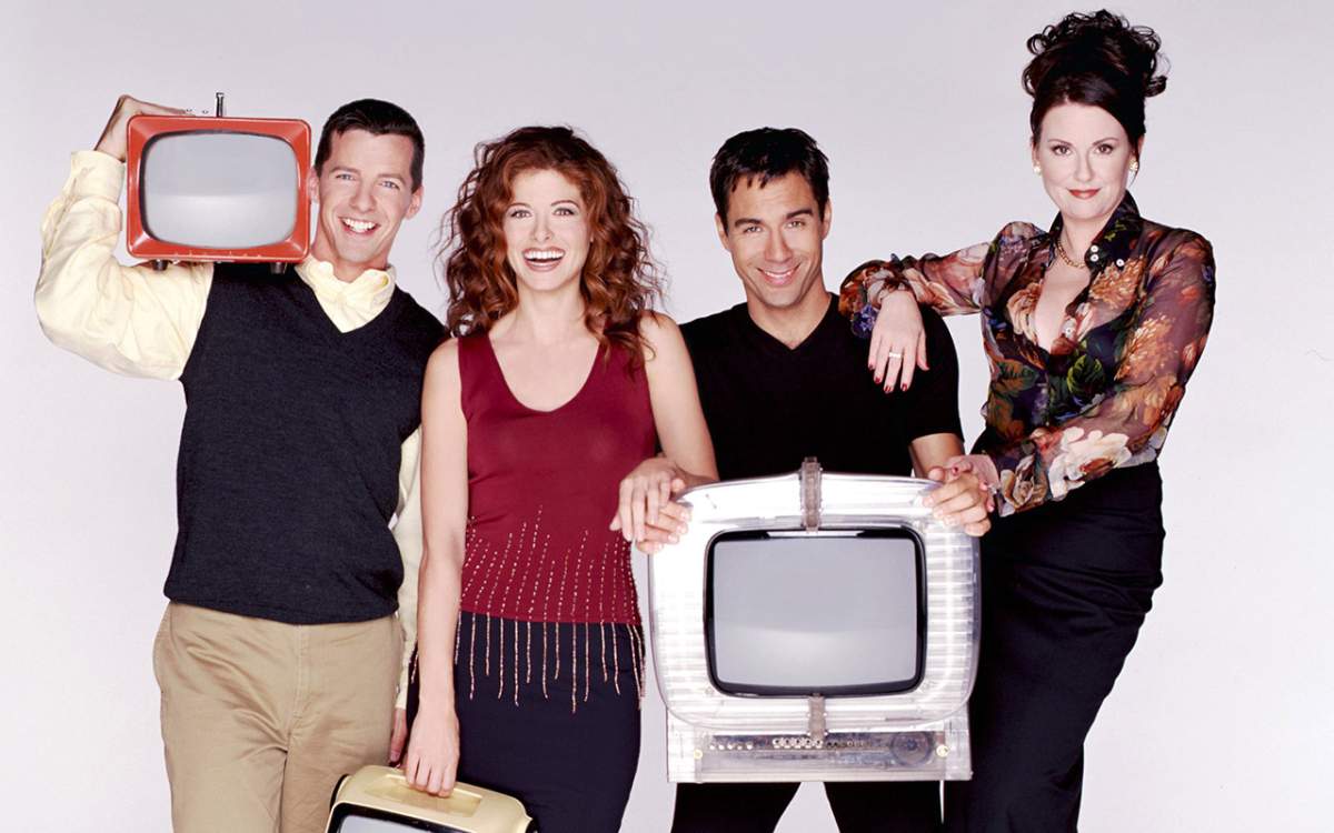 (l-r) Sean Hayes as Jack McFarland, Debra Messing as Grace Adler, Eric McCormack as Will Truman, Megan Mullally as Karen Walker.