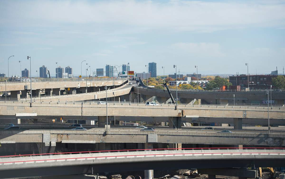 Construction is shown on the Turcot Interchange in Montreal.