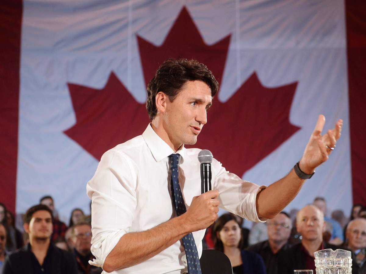 Prime Minister Justin Trudeau speaks during a town hall in Sherbrooke, Que. on Jan. 17, 2017.