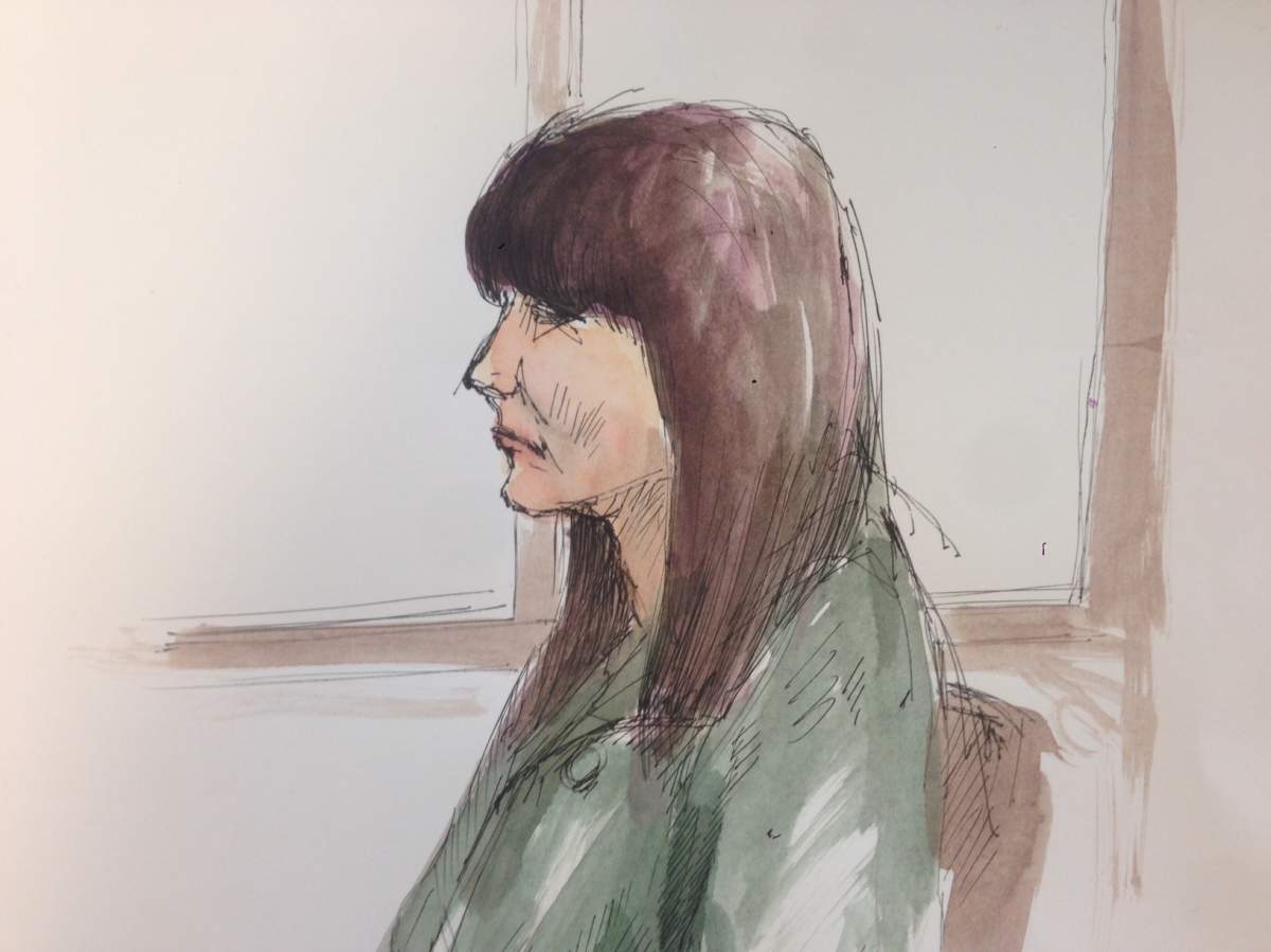 Sketch of Andrea Giesbrecht during her trial in 2016.