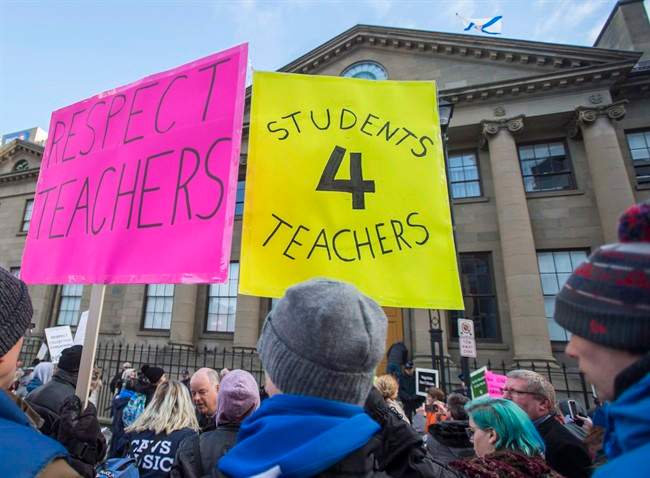 Nova Scotia teachers described scenes of violence, neglect and crammed classrooms Thursday as they spoke out against a government bill imposing a collective agreement on them.