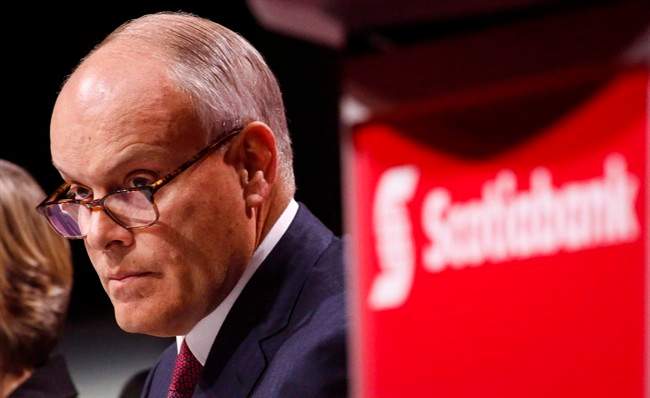 Brian Porter, president and CEO of Scotiabank, waits to address the company's annual meeting in Calgary, Tuesday, April 12, 2016. Porter says he's concerned about the possibility of a housing market correction in Toronto and Vancouver.