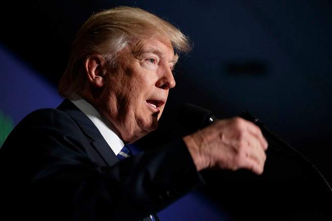 President Donald Trump speaks to the Major County Sheriffs' Association and Major Cities Chiefs Association, Wednesday, Feb. 8, 2017, in Washington. 
