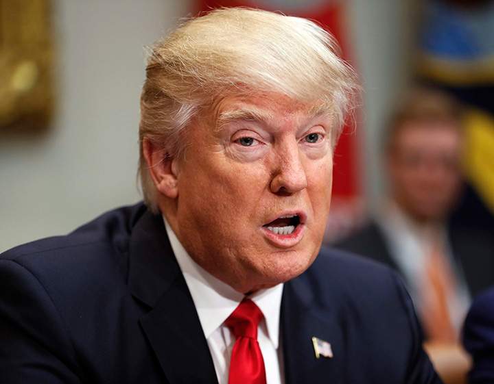 In this Feb. 2, 2017 photo, President Donald Trump speaks in the Roosevelt Room of the White House in Washington. 