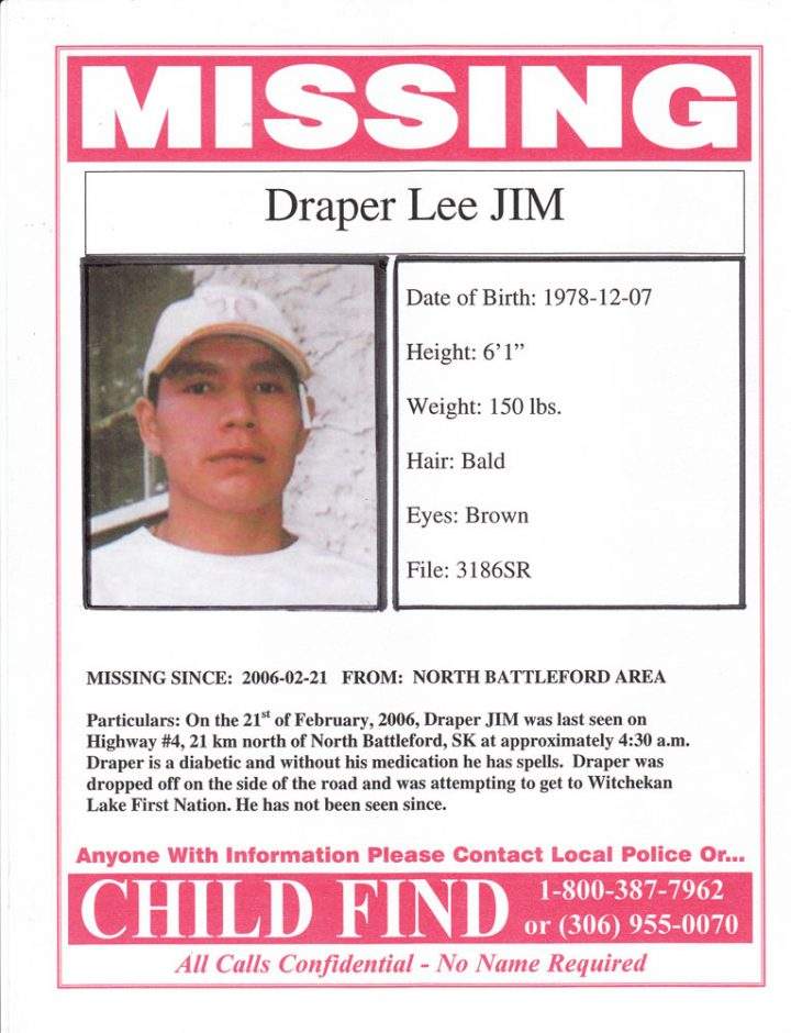 Another poster with information about Draper Lee Jim’s disappearance.