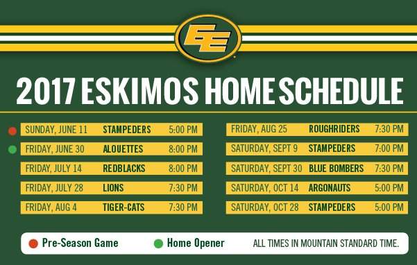 2017 Edmonton Eskimos schedule features Friday, Saturday home games - image